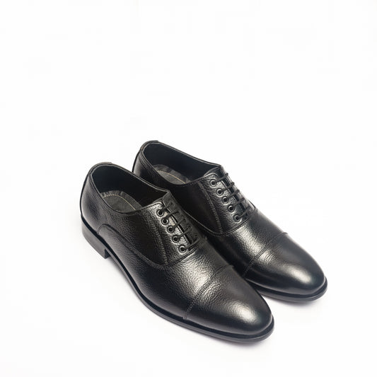 Goodyear Welted Chisel Toe Black Captoe Oxfords